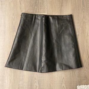 Black Artificial Leather Skirt